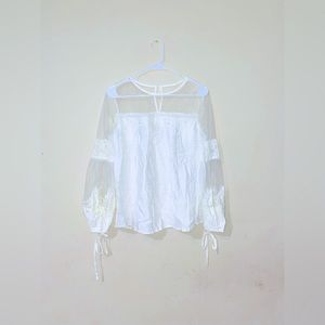 White Sheer‎ lace blouse